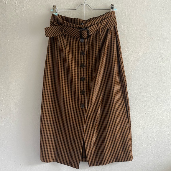 Zara Dresses & Skirts - Gingham Button Down Pencil Skirt